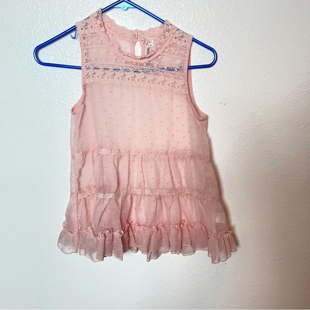 Beauties pink sleeveless lace embellished blouse size L